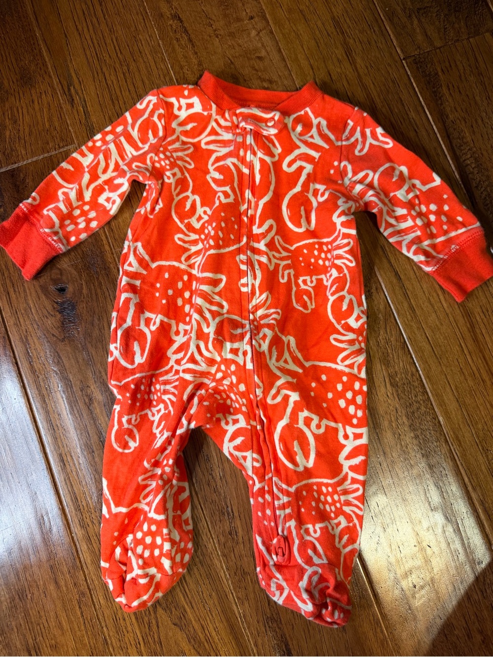 Carter's Orange Crab-Print Footed One-Piece